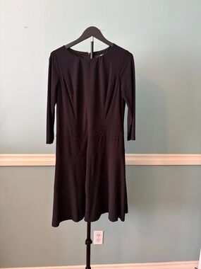 Evan Picone Black Long-Sleeve Fit & Flare Dress
